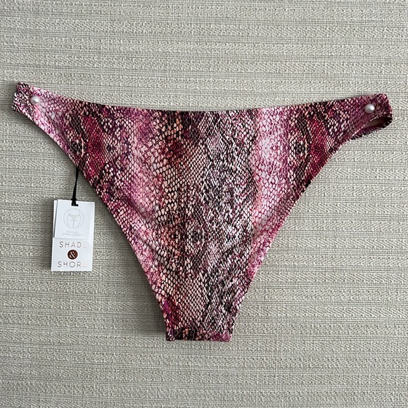 Shade Shore High Leg Extra Cheeky Bikini Bottom Pink Snake Swinsuit Womens S 4 6 - Picture 6 of 17